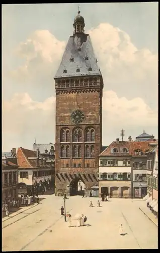 Ansichtskarte Speyer Altpörtel, Platz - Geschäfte 1909