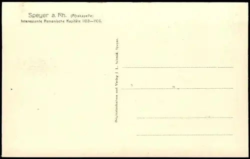 Speyer Interessante Romanische Kapitäle 1103–1106. Kaiserdom 1922