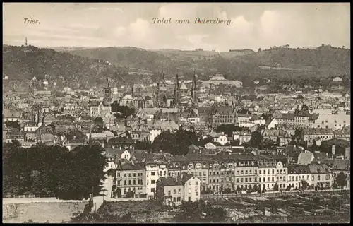 Ansichtskarte Trier Ortspanorama Totale vom Petersberg 1910