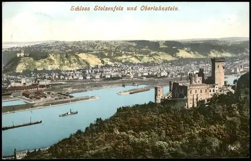 Stolzenfels-Koblenz Schloß Stolzenfels, Rhein, Oberlahnstein Panorama 1908