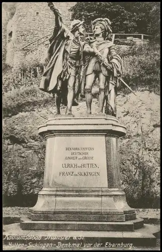 Bad Münster am Stein-Ebernburg Huten-Sickingen-Denkmal vor der Ebernburg 1910