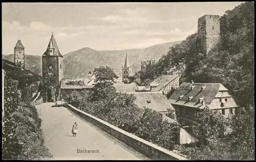 Ansichtskarte Bacharach Panorama-Ansicht; Orts-Teilansicht 1906