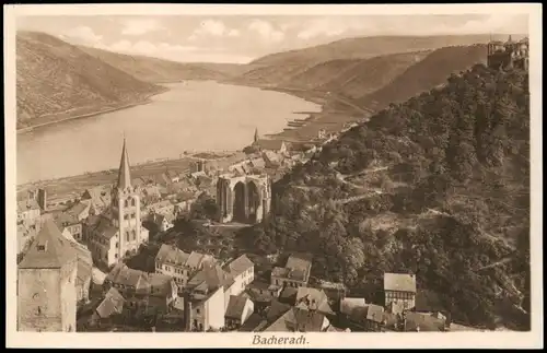 Ansichtskarte Bacharach Panorama-Ansicht; Ort am Rhein 1910