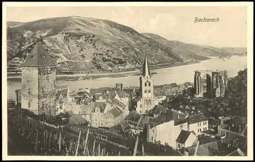 Ansichtskarte Bacharach Panorama-Ansicht; Rhein-Tal 1908