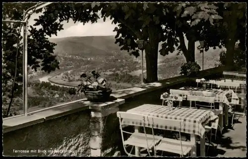 Neckargemünd Höhengasthof SCHÖNE AUSSICHT Terrasse mit Blick ins Neckartal 1956