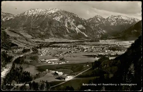 Ansichtskarte Ruhpolding Ortspanorama mit Rauschberg u. Sonntagshorn 1962