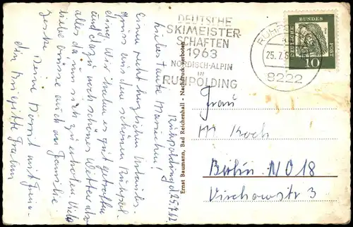 Ansichtskarte Ruhpolding Ortspanorama mit Rauschberg u. Sonntagshorn 1962
