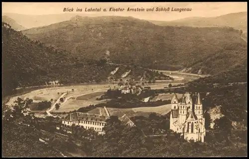 Obernhof (Lahn) Blick ins Lahntal, Kloster Arnstein und Schloß Langenau 1910