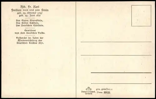 Ansichtskarte Nassau (Lahn) Denkaml des Freiherr vom und zum Stein 1910