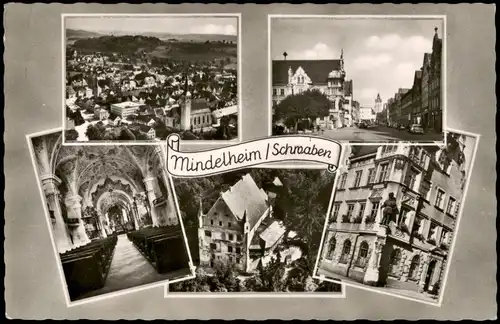 Ansichtskarte Mindelheim Mehrbildkarte mit 5 Ortsansichten 1962