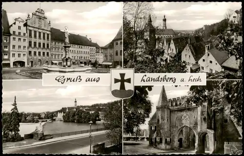 Ansichtskarte Landsberg am Lech Brücke Stadttor Brunnen 1965