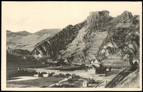 Ansichtskarte Mayschoß Ortsansicht mit Ruine Sassenburg im Ahr-Tal 1910