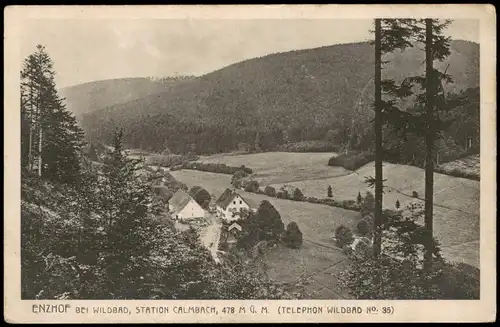 Ansichtskarte Bad Wildbad ENZHOF BEI WILDBAD, STATION CALMBACH 1922