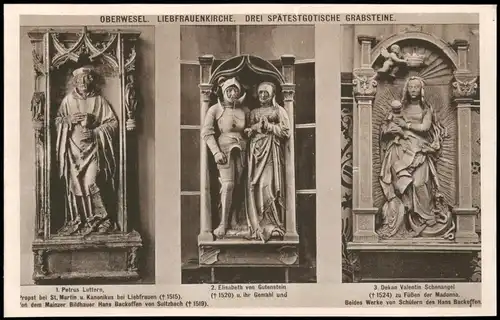 Oberwesel LIEBFRAUENKIRCHE DREI SPÄTESTGOTISCHE GRABSTEINE 1924