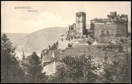 Ansichtskarte Oberwesel Schönburg (Rhein) Castle River Rhine 1908