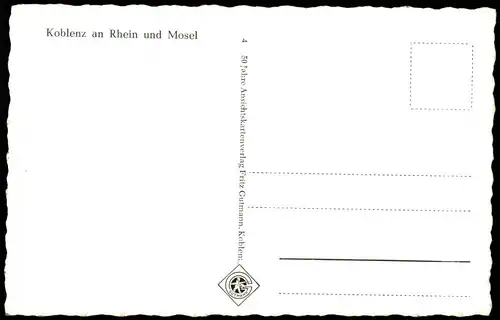 Ansichtskarte Koblenz Deutsches Eck Panorama Rhein-Mosel-Mündung 1950