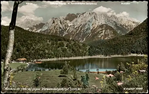 Ansichtskarte Mittenwald Ferchensee (1060 m) gegen Karwendelgebirge 1960