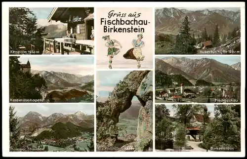 Birkenstein-Fischbachau Mehrbild-AK   u.a. Kesselalm, Hubertushütte uvm. 1964