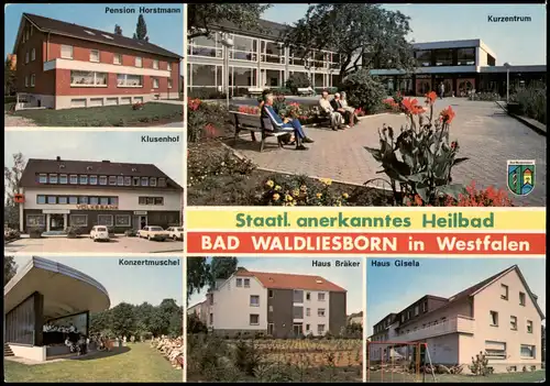 Bad Waldliesborn Mehrbild-AK mit Klusenhof, Pension Horstmann  1980