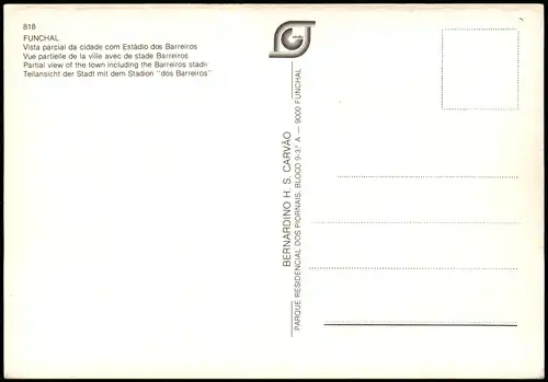 Postcard Funchal Luftbild Stadion Fußball 1982
