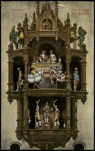 Ansichtskarte München Rathaus - Glockenspiel 1916