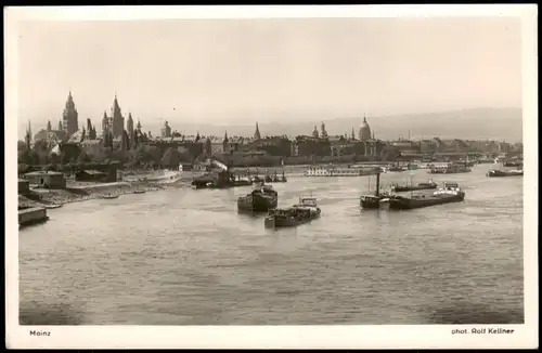 Ansichtskarte Mainz Stadt, Dampfer, Schlepper - Forokarte 1939