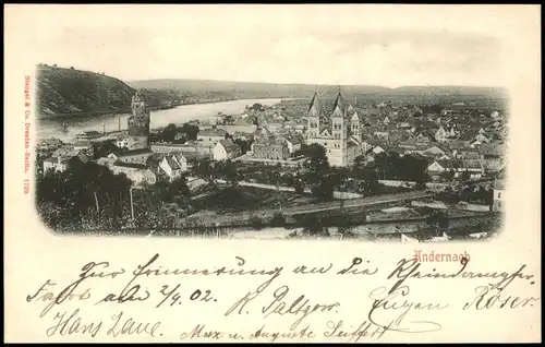 Ansichtskarte Andernach Blick über die Stadt 1902