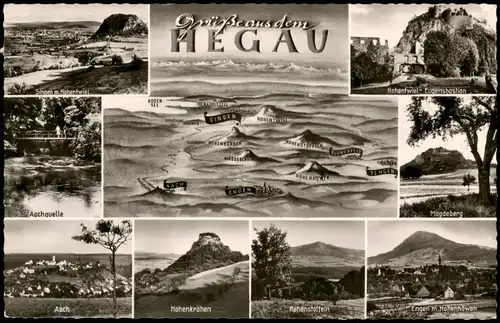 Hegau Mehrbild-AK Grüße aus dem HEGAU, div. Ortsansichten 1962