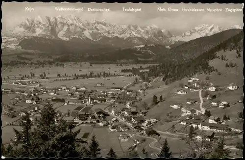 Ansichtskarte Wallgau Panorama-Ansicht Blick zu den Alpen 1964