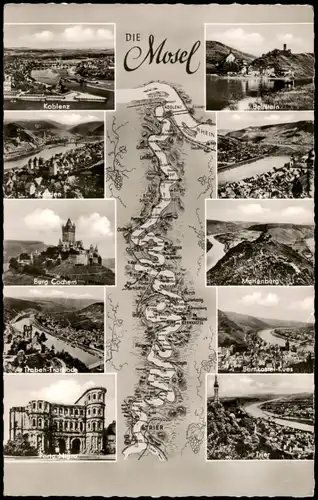 .Rheinland-Pfalz Mosel (Rheinland-Pfalz) Orte entlang dem Fluss-Lauf 1959