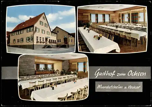 Ansichtskarte Mundelsheim GASTHOF ZUM OCHSEN Mehrbild-AK Innen u. Außen 1965