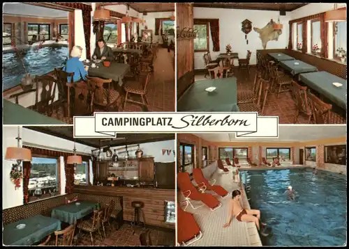 Holzminden Mehrbild-AK Restaurant und Hallenbad Campingplatz Silberborn 1980