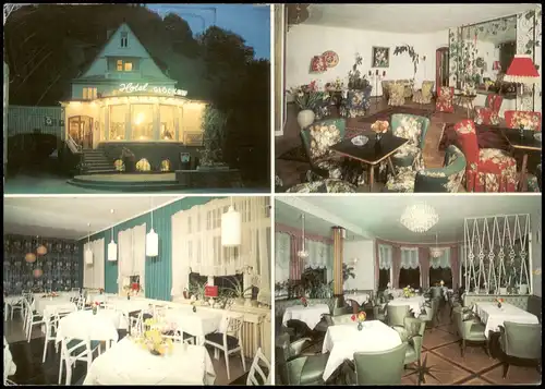Bad Grund (Harz) Hotel Glückauf Mehrbildkarte Innen und Außenansichten 1979