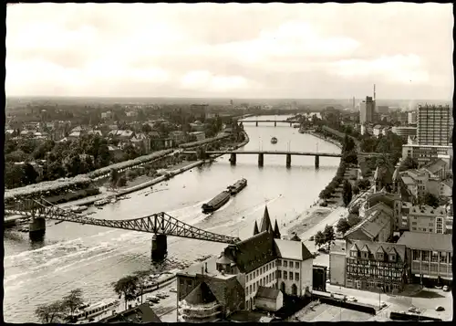 Ansichtskarte Frankfurt am Main Blick auf die Main-Brücken 1960