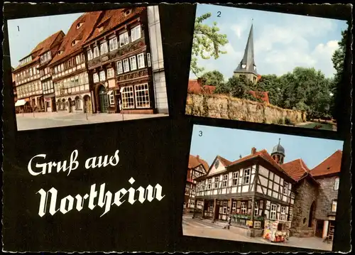 Northeim Ortsansichten Mehrbild-AK mit Marktplatz, Fachwerkhäuser uvm. 1965