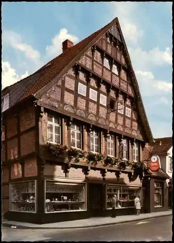 Ansichtskarte Lingen (Ems) Altes Fachwerkhaus mit Geschäft 1970