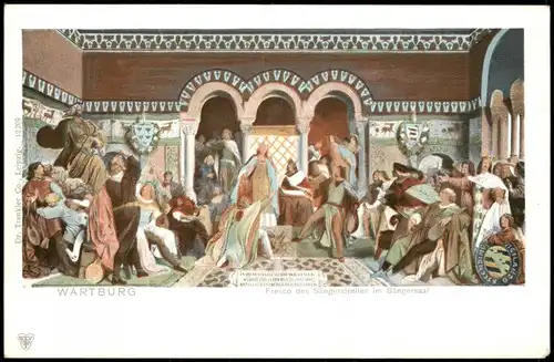 Ansichtskarte Eisenach Fresco des Sängerstreites im Sängersaal WARTBURG 1906