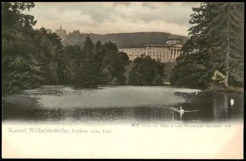 Ansichtskarte Bad Wilhelmshöhe-Kassel Cassel Schloss vom Lac. 1902