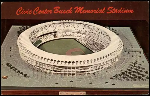 Postcard St. Louis Civic Center Busch Memorial Stadium 1965