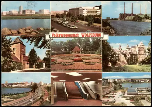 Wolfsburg Mehrbildkarte der Volkswagen-Stadt Stadtteilansichten 1978