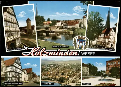 Holzminden Mehrbildkarte mit Luftbild, Markt, Altes Fährhaus uvm. 1974