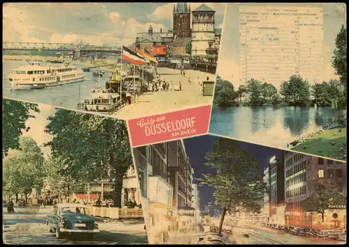 Ansichtskarte Düsseldorf Mehrbild-AK 1970 franiert mit 30 Pf. Werner v. Siemens