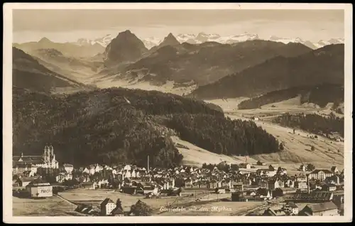 Ansichtskarte Einsiedeln Stadt mit den Mythen - Fotokarte 1927
