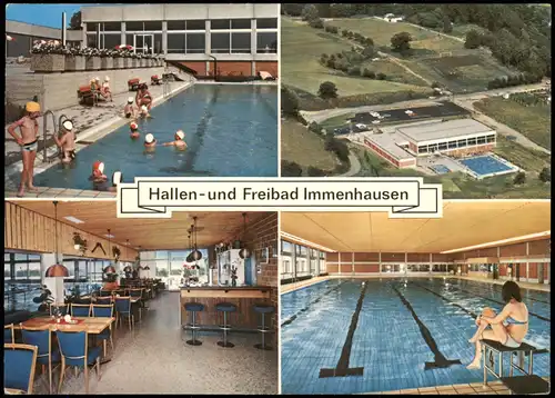 Ansichtskarte Immenhausen Hallen- u. Freibad Mehrbildkarte 4 Ansichten 1974