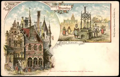 Postkaart Litho AK Brüssel Bruxelles Puits Vieux, Alte Häuser 1903