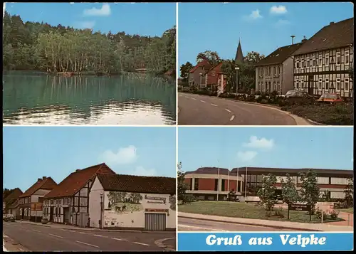 Ansichtskarte Velpke Ortsansichten Gruss-Aus-Postkarte mit 4 Ansichten 1980