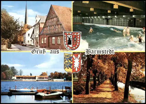 Ansichtskarte Barmstedt Mehrbildkarte mit 4 Ortsansichten ua. Wellenbad 1980