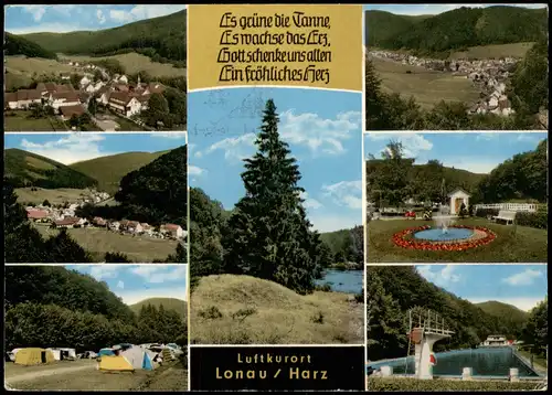 Lonau-Herzberg (Harz) Mehrbild-AK mit 7 Orts- u. Umland-Ansichten 1975