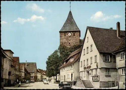 Deggingen (Fils) Straßen Partie Auto Mercedes vor Gasthaus Zur Post 1971