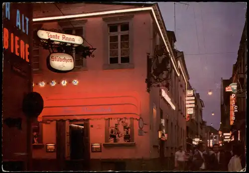 Ansichtskarte Düsseldorf Altstadt bei Nacht, Bier Stübchen Tante Anna 1974